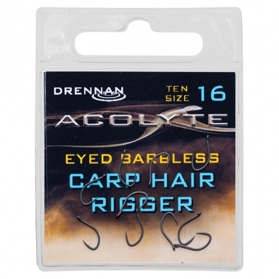 Carlige Drennan - Acolyte Carp Hair Rigger Barbless Nr. 16
